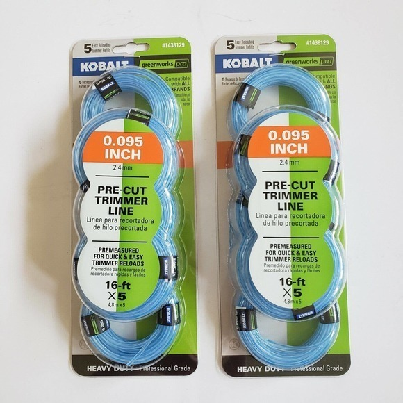 Kobalt / Greenworks Pro ~ .095” Pre-Cut Trimmer Line #1438129, 2‎ packs of 5ct - Picture 1 of 3